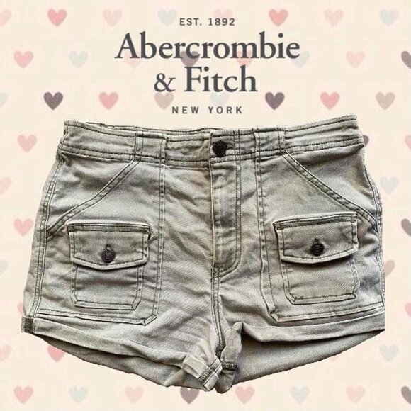 Abercrombie & Fitch Green Cargo Denim Utility Shorts - Picture 1 of 12